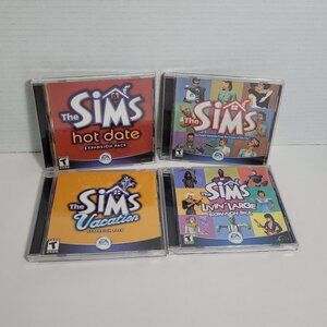 The Sims Lot of 4 PC Cd Hot Date, Vacation, Livin Large, Games